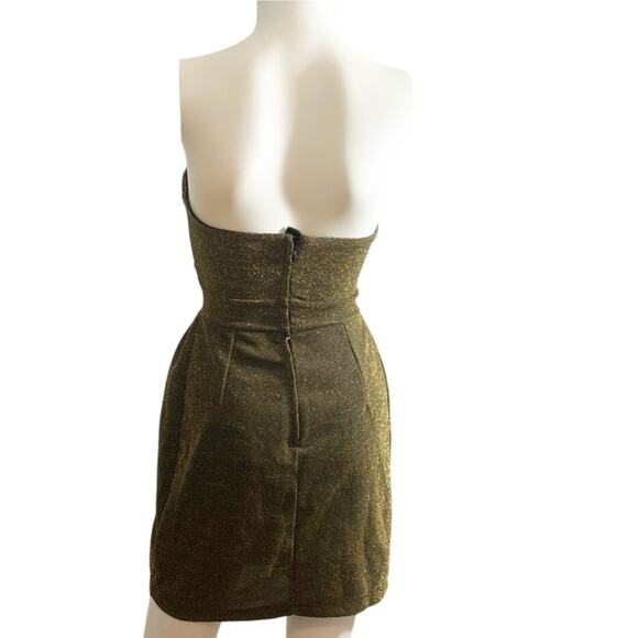 H&M Metallic Strapless Sweetheart Neck Cocktail Mini Dress Size 4 - Picture 3 of 7